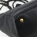 PRADA Hand Bag Leather 2way Black Gold Auth yk19782-15