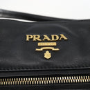 PRADA Hand Bag Leather 2way Black Gold Auth yk19782-18