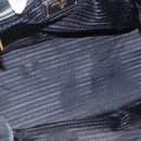 PRADA Hand Bag Leather 2way Black Gold Auth yk19782-21