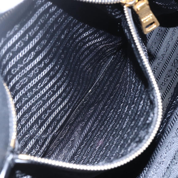 PRADA Hand Bag Leather 2way Black Gold Auth yk19782
