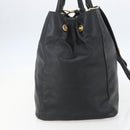 PRADA Hand Bag Leather 2way Black Gold Auth yk19782-4