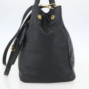 PRADA Hand Bag Leather 2way Black Gold Auth yk19782-5