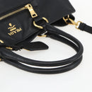 PRADA Hand Bag Leather 2way Black Gold Auth yk19782-7
