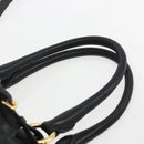 PRADA Hand Bag Leather 2way Black Gold Auth yk19782-8