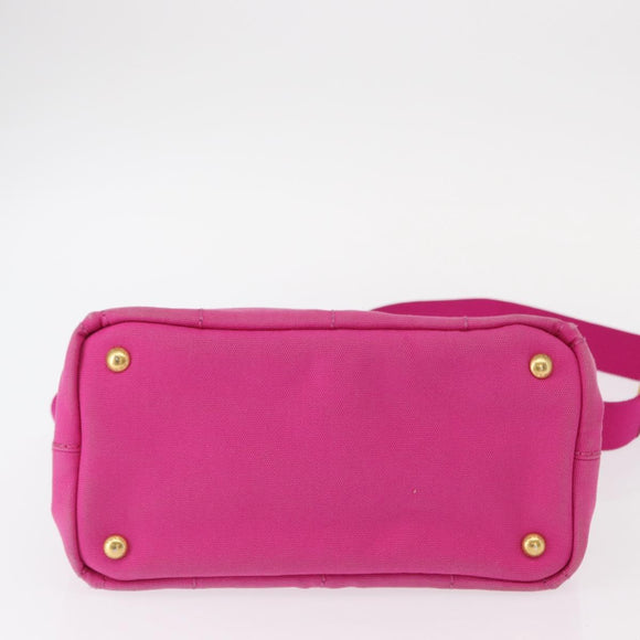 PRADA Canapa PM Hand Bag Canvas 2way Pink Gold Auth yk19785