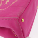 PRADA Canapa PM Hand Bag Canvas 2way Pink Gold Auth yk19785-15