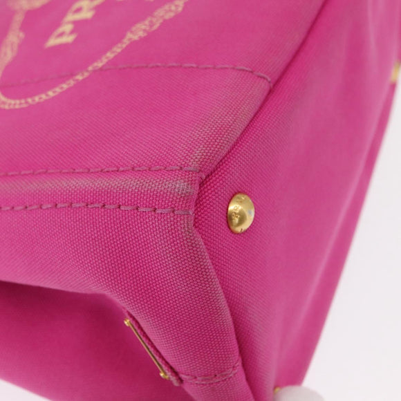 PRADA Canapa PM Hand Bag Canvas 2way Pink Gold Auth yk19785
