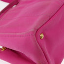 PRADA Canapa PM Hand Bag Canvas 2way Pink Gold Auth yk19785-17