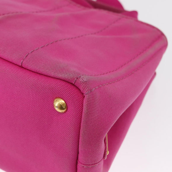 PRADA Canapa PM Hand Bag Canvas 2way Pink Gold Auth yk19785