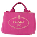 PRADA Canapa PM Hand Bag Canvas 2way Pink Gold Auth yk19785-13