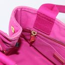 PRADA Canapa PM Hand Bag Canvas 2way Pink Gold Auth yk19785-22