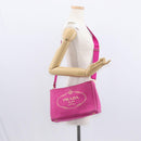 PRADA Canapa PM Hand Bag Canvas 2way Pink Gold Auth yk19785-24