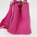 PRADA Canapa PM Hand Bag Canvas 2way Pink Gold Auth yk19785-3