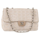 CHANEL Choco Bar New Travel Line Chain Shoulder Bag Canvas Beige CC Auth yk19787-1