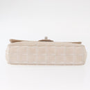 CHANEL Choco Bar New Travel Line Chain Shoulder Bag Canvas Beige CC Auth yk19787-10