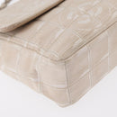 CHANEL Choco Bar New Travel Line Chain Shoulder Bag Canvas Beige CC Auth yk19787-11