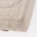 CHANEL Choco Bar New Travel Line Chain Shoulder Bag Canvas Beige CC Auth yk19787-13