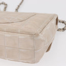 CHANEL Choco Bar New Travel Line Chain Shoulder Bag Canvas Beige CC Auth yk19787-14