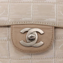 CHANEL Choco Bar New Travel Line Chain Shoulder Bag Canvas Beige CC Auth yk19787-15
