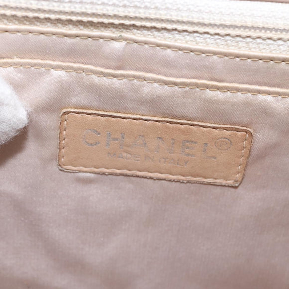 CHANEL Choco Bar New Travel Line Chain Shoulder Bag Canvas Beige CC Auth yk19787