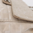 CHANEL Choco Bar New Travel Line Chain Shoulder Bag Canvas Beige CC Auth yk19787-5