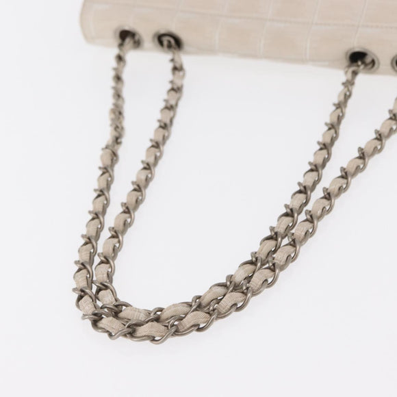 CHANEL Choco Bar New Travel Line Chain Shoulder Bag Canvas Beige CC Auth yk19787