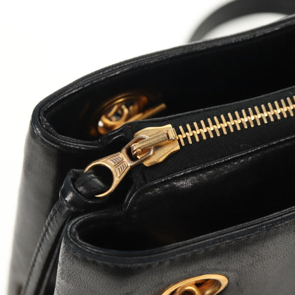 CHANEL COCO Mark Chain Shoulder Bag Lamb Skin Black Gold CC Auth yk19790V