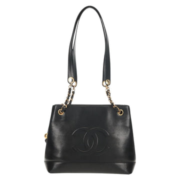 CHANEL COCO Mark Chain Shoulder Bag Lamb Skin Black Gold CC Auth yk19790V - 0