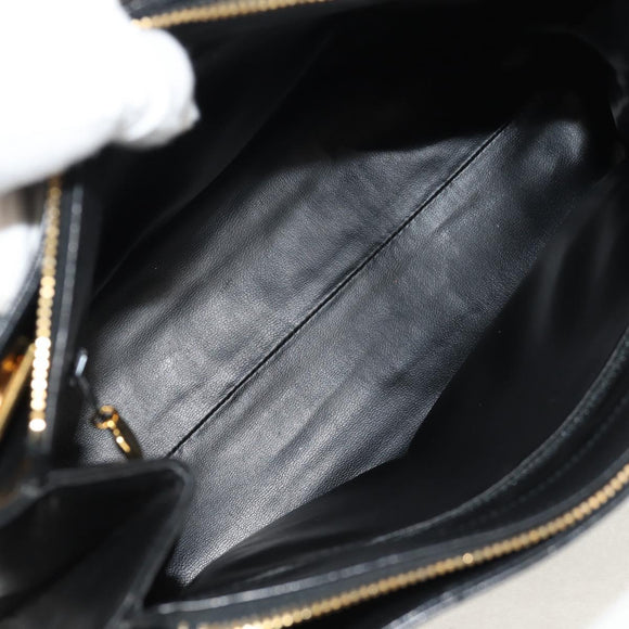 CHANEL COCO Mark Chain Shoulder Bag Lamb Skin Black Gold CC Auth yk19790V