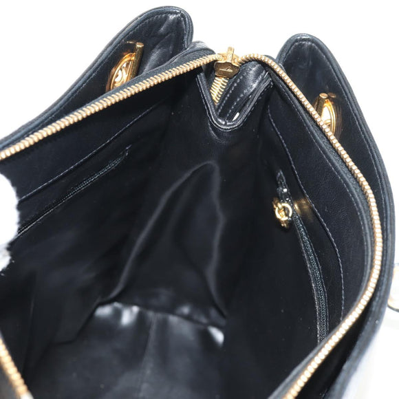 CHANEL COCO Mark Chain Shoulder Bag Lamb Skin Black Gold CC Auth yk19790V