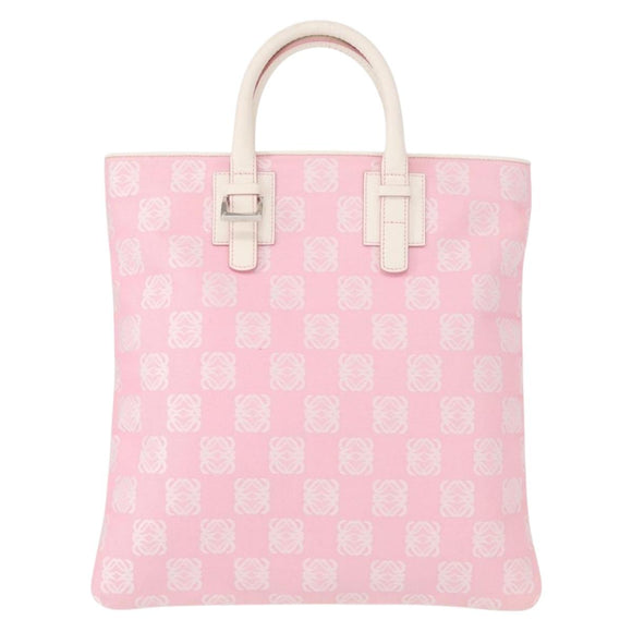 LOEWE Anagram Hand Bag Canvas Pink Silver Auth yk19791