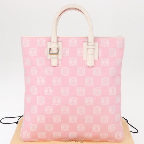 LOEWE Anagram Hand Bag Canvas Pink Silver Auth yk19791