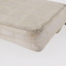 CHANEL Choco Bar New Travel Line Chain Bag Canvas Silver CC Auth yk19792-17