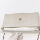 CHANEL Choco Bar New Travel Line Chain Bag Canvas Silver CC Auth yk19792-9