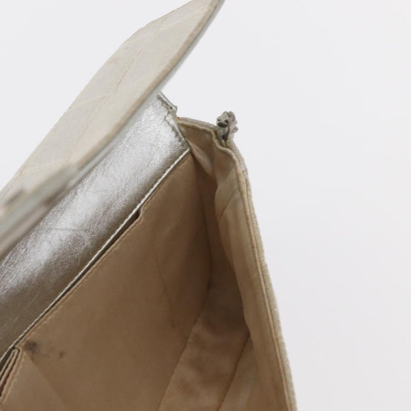 CHANEL Choco Bar New Travel Line Chain Bag Canvas Silver CC Auth yk19792