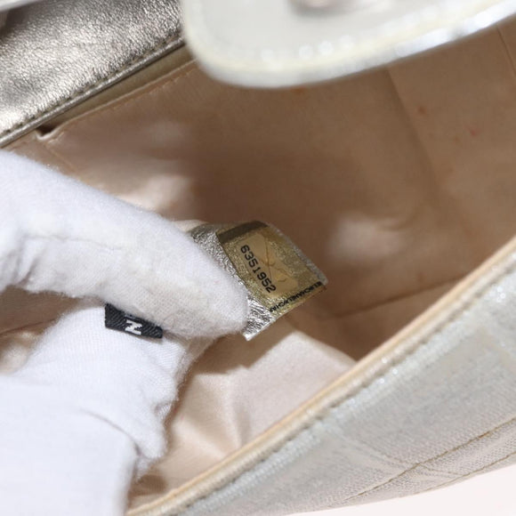 CHANEL Choco Bar New Travel Line Chain Bag Canvas Silver CC Auth yk19792