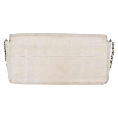 CHANEL Choco Bar New Travel Line Chain Bag Canvas Silver CC Auth yk19792 - 0