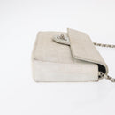 CHANEL Choco Bar New Travel Line Chain Bag Canvas Silver CC Auth yk19792-3
