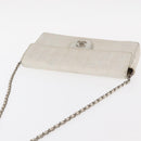 CHANEL Choco Bar New Travel Line Chain Bag Canvas Silver CC Auth yk19792-6