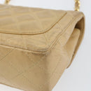 CHANEL Matelasse 17 Chain Shoulder Bag Lamb Skin Beige Gold CC Auth yk19793-12