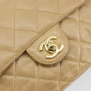 CHANEL Matelasse 17 Chain Shoulder Bag Lamb Skin Beige Gold CC Auth yk19793-14