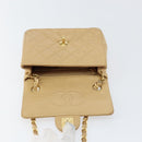 CHANEL Matelasse 17 Chain Shoulder Bag Lamb Skin Beige Gold CC Auth yk19793-15