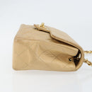 CHANEL Matelasse 17 Chain Shoulder Bag Lamb Skin Beige Gold CC Auth yk19793-4