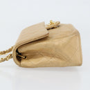 CHANEL Matelasse 17 Chain Shoulder Bag Lamb Skin Beige Gold CC Auth yk19793-5