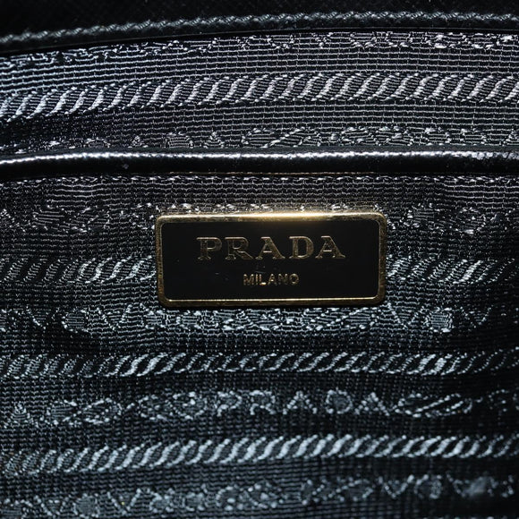 PRADA Galleria Hand Bag Safiano leather 2way Black Gold Auth yk19794V