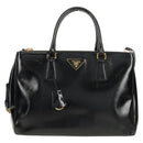 PRADA Galleria Hand Bag Safiano leather 2way Black Gold Auth yk19794V-13