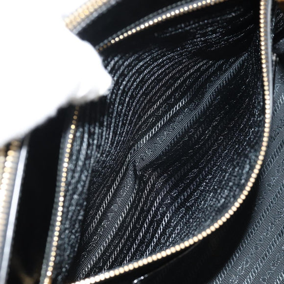 PRADA Galleria Hand Bag Safiano leather 2way Black Gold Auth yk19794V