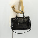 PRADA Galleria Hand Bag Safiano leather 2way Black Gold Auth yk19794V-30