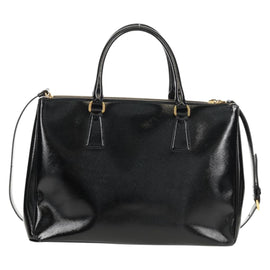 PRADA Galleria Hand Bag Safiano leather 2way Black Gold Auth yk19794V - 0