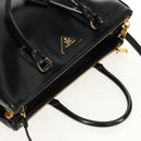 PRADA Galleria Hand Bag Safiano leather 2way Black Gold Auth yk19794V-6